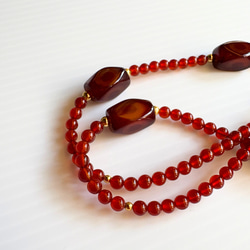 【D29】　赤めのうネックレス｜自然模様とクラックが魅力の天然石アクセサリー【一点もの】　天然石ビーズ 11枚目の画像