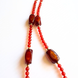 【D29】　赤めのうネックレス｜自然模様とクラックが魅力の天然石アクセサリー【一点もの】　天然石ビーズ 13枚目の画像