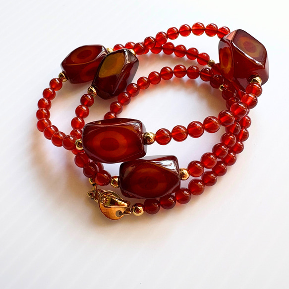 【D29】　赤めのうネックレス｜自然模様とクラックが魅力の天然石アクセサリー【一点もの】　天然石ビーズ 10枚目の画像