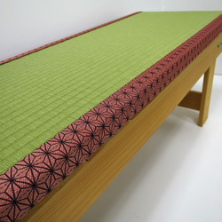 ＜限定品＞ピンクの麻の葉柄の畳縁台【ベンチ】 2枚目の画像
