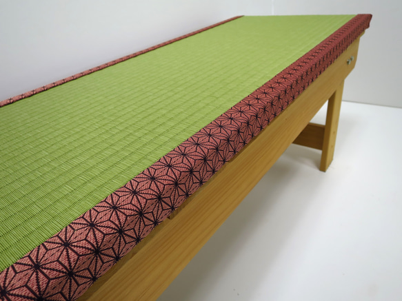 ＜限定品＞ピンクの麻の葉柄の畳縁台【ベンチ】 2枚目の画像