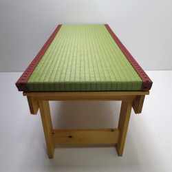 ＜限定品＞ピンクの麻の葉柄の畳縁台【ベンチ】 4枚目の画像