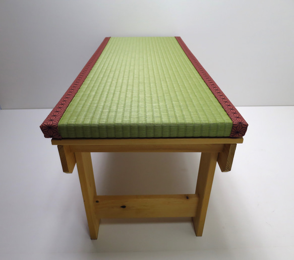 ＜限定品＞ピンクの麻の葉柄の畳縁台【ベンチ】 4枚目の画像