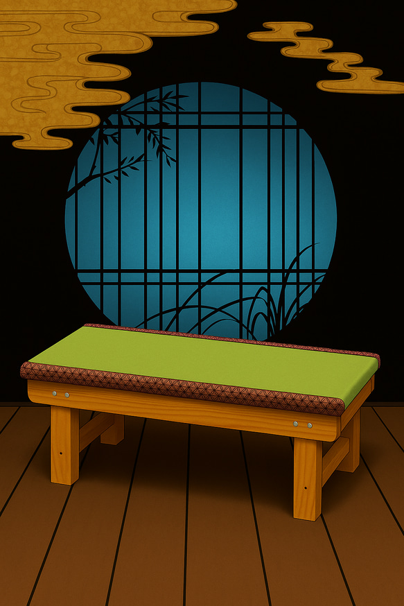 ＜限定品＞ピンクの麻の葉柄の畳縁台【ベンチ】 1枚目の画像