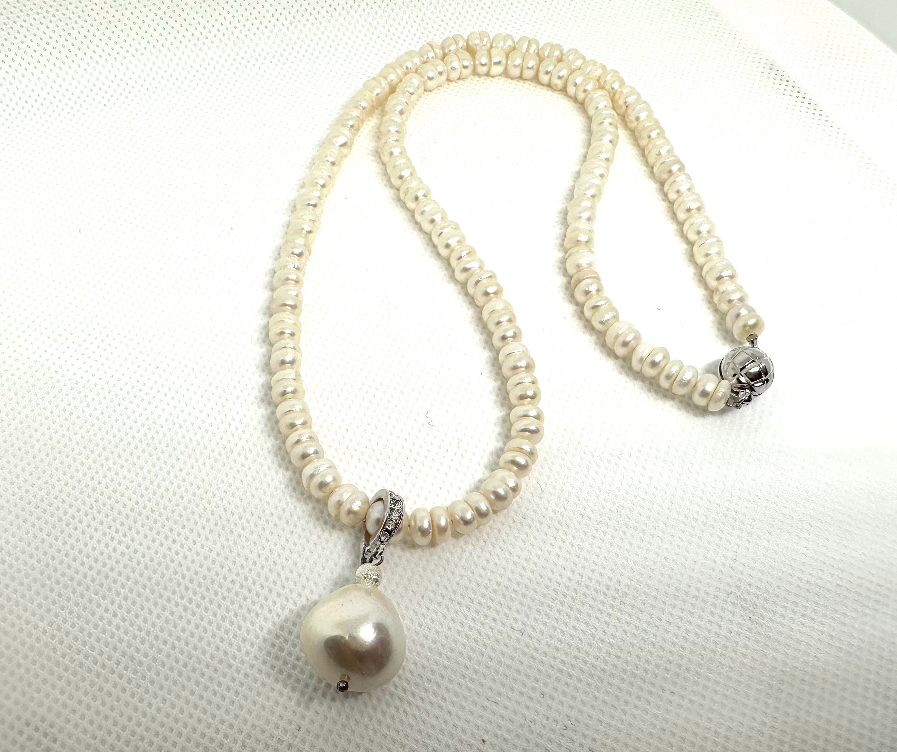 淡水パールのネックレス｜ペンダントトップ取り外し可能