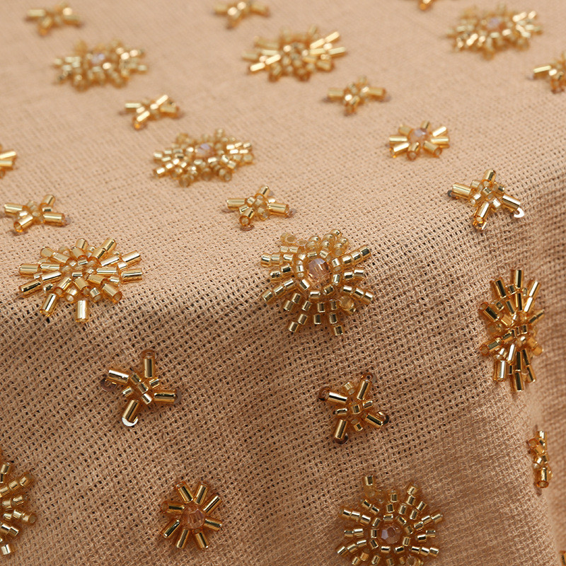 長さ1m パール刺繍生地 2色 黒 コーヒー色 コットン 花柄 綺麗 上品 布 ぬの きじ 手芸 KJ229