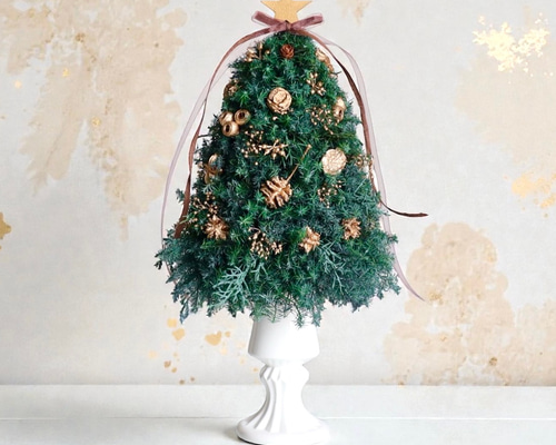 3日以内発送《毎年飾れる》針葉樹とゴールド木の実のクリスマスツリー