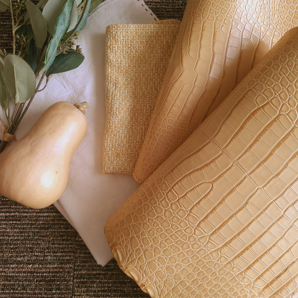 ワニ革  クレイ仕上げ  ウィート「長財布向け」サイズ No.CM0153 18枚目の画像