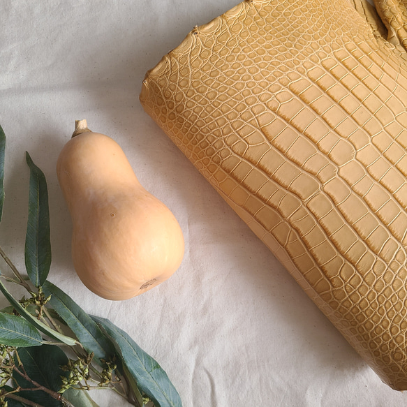 ワニ革  クレイ仕上げ  ウィート「長財布向け」サイズ No.CM0153 16枚目の画像