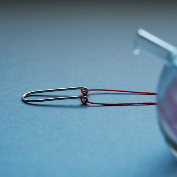 925 銀紅色弧形繩項鍊 第3張的照片