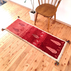 ペルシャ　ギャッベ ミニマット 39×44.5 アイボリー　ザクロの木 ペルシャ ギャッベ ミニマット 39×44.5 アイボリー ザクロの木