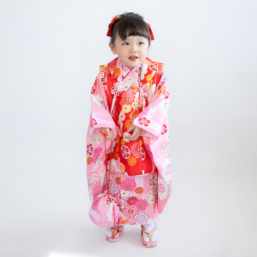 髪の毛が少ない七五三3歳日本髪ヘアアレンジ髪飾りU】鹿の子ちんころ赤