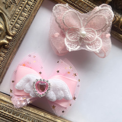 ハンドメイド★キッズリボン★ピンク★きらきら揺れるビジュー付き★ななうさちゃん★ 8色♡幸せうさぎの可愛いベビー&キッズヘアピン・ ヘアクリップ