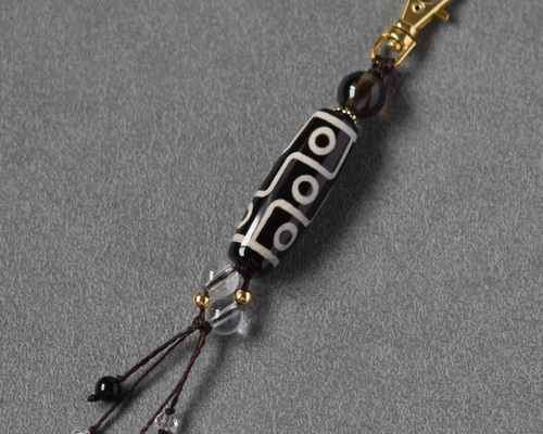 九眼天珠と水晶チャーム【スモーキークォーツ・クリアクォーツ