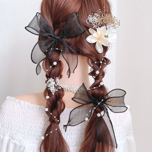 選べるリボン 送料無料 ホワイト ゴールド ヘアアクセサリー ㉕