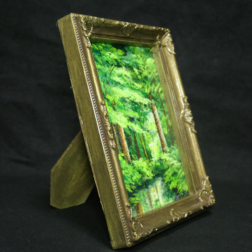 油絵 油彩 油彩画 絵 絵画 キャンバスパネル ミニ絵画【新緑の森】 油絵 油彩 油彩画 絵 絵画 キャンバスパネル ミニ絵画【新緑の森