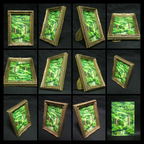 油絵 油彩 油彩画 絵 絵画 キャンバスパネル ミニ絵画【新緑の森】 油絵 油彩 油彩画 絵 絵画 キャンバスパネル ミニ絵画【新緑の森