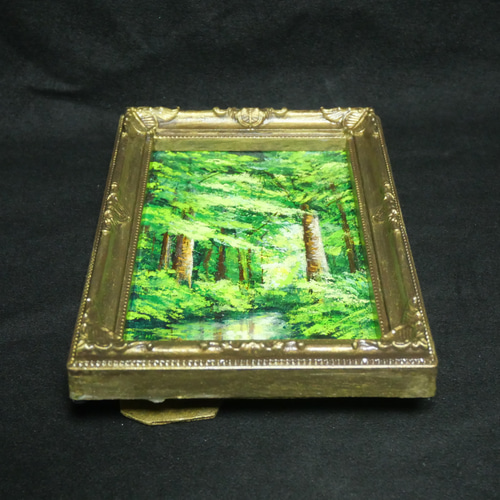 油絵 油彩 油彩画 絵 絵画 キャンバスパネル ミニ絵画【新緑の森】 油絵 油彩 油彩画 絵 絵画 キャンバスパネル ミニ絵画【新緑の森