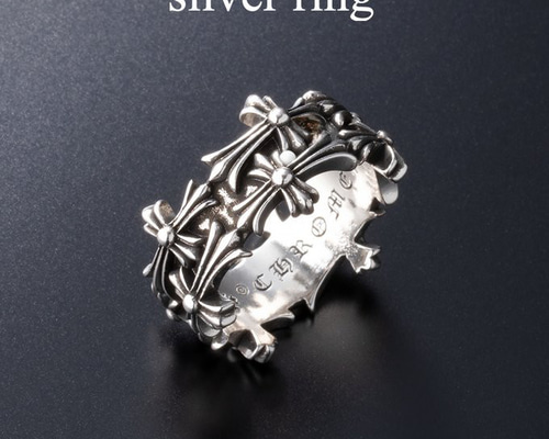 ホースシュー クロス セメタリークロス リング 指輪 十字架指輪 幅広