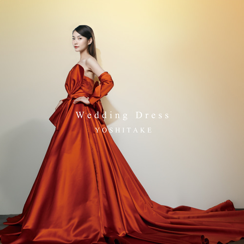 オーダー制作】ウエディングドレス.オレンジ.カラードレス.リボン.A