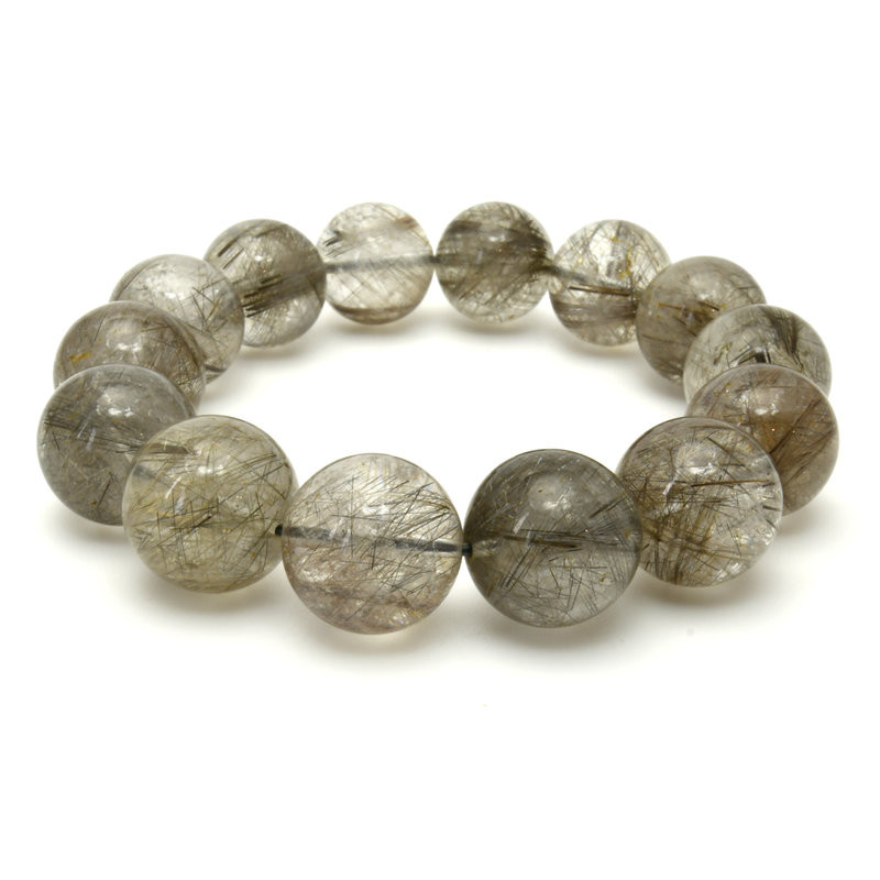 【美しい銀針の艶！】16mm シルバールチルクォーツブレスレット 艶感 一点物【GHB49】 冷静な判断力 京海堂