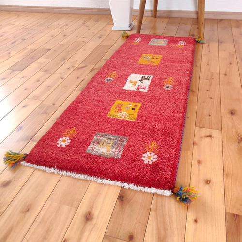 ペルシャ　ギャッベ　ミニランナー　113×45　ライトブラウン　山　生命の木 412vg001.jpg