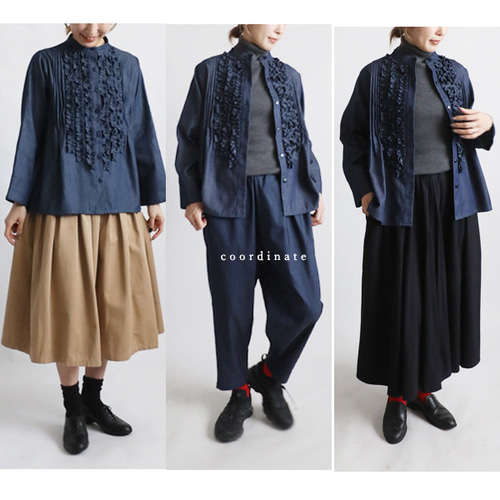 yori ムネポケットフリルシャツジャケット yori ヨリ ムネポケットフリルシャツジャケット ホワイト