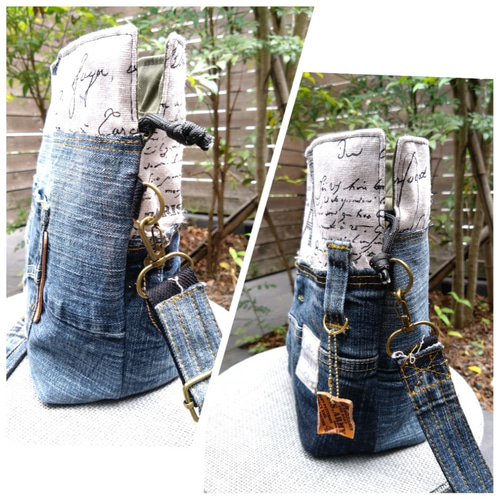 №763【DENIM✖️クシュっとshoulderBAG♥】お揃いポーチ