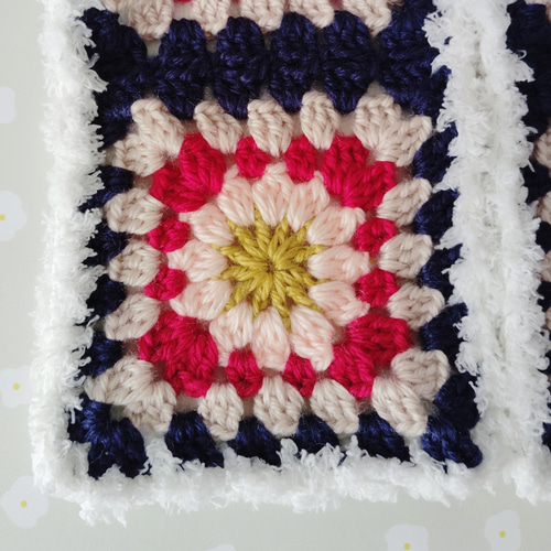 マフラー 手編み ロングマフラー かぎ針編み モチーフ編み グラニー