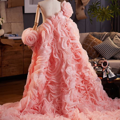 ケープ トレーン 裾引き ピンク 立体花 豪華 DIY 肩飾り アクセサリー