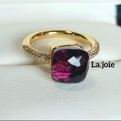 一点物】アイオライトサンストーン ラウンド 18kgp リング 指輪