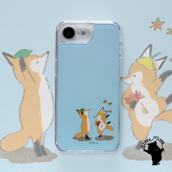 iPhoneケース 着せ替え プレート 秋 きつね 1枚目の画像