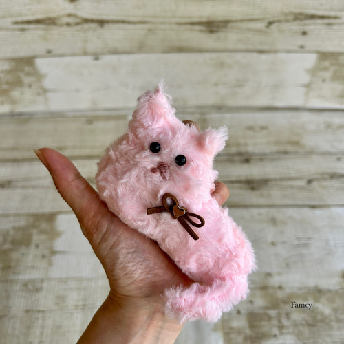 大人かわいい♡くつろぎ猫ちゃんぬいぐるみ(ピンク) エコファー