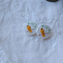 フランス1個 18㎜ アンティークボタン とり柄 A1868 ホワイト 4枚目の画像