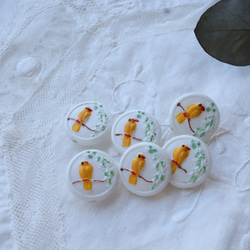 フランス1個 18㎜ アンティークボタン とり柄 A1868 ホワイト 2枚目の画像