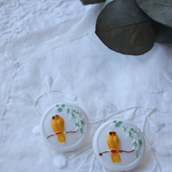 フランス1個 18㎜ アンティークボタン とり柄 A1868 ホワイト 6枚目の画像