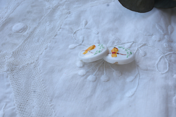 フランス1個 18㎜ アンティークボタン とり柄 A1868 ホワイト 7枚目の画像