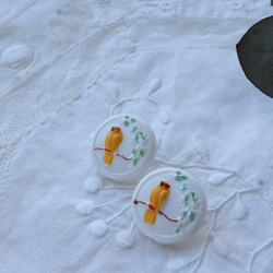 フランス1個 18㎜ アンティークボタン とり柄 A1868 ホワイト 5枚目の画像