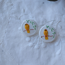 フランス1個 18㎜ アンティークボタン とり柄 A1868 ホワイト 3枚目の画像