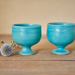 トルコブルーのワインカップ　mwc-158 1枚目の画像