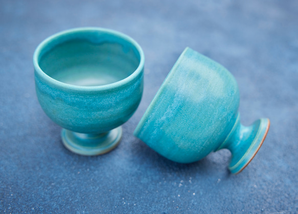 トルコブルーのワインカップ　mwc-158 6枚目の画像