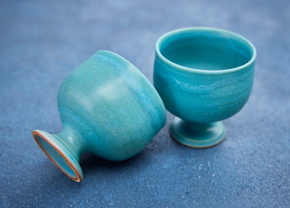 トルコブルーのワインカップ　mwc-158 5枚目の画像