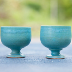 トルコブルーのワインカップ　mwc-158 2枚目の画像