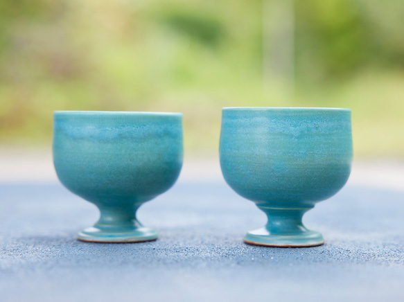 トルコブルーのワインカップ　mwc-158 2枚目の画像