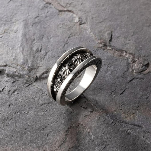 シルバー925 フレアクロス ダブル リング 指輪 リリー フレア