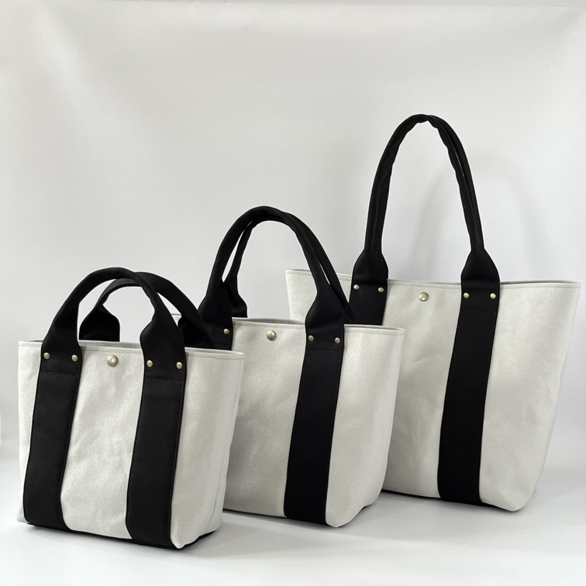 A4対応 8号帆布 大人きれいめ・帆布トートバッグ（ネイビー×チョコ）