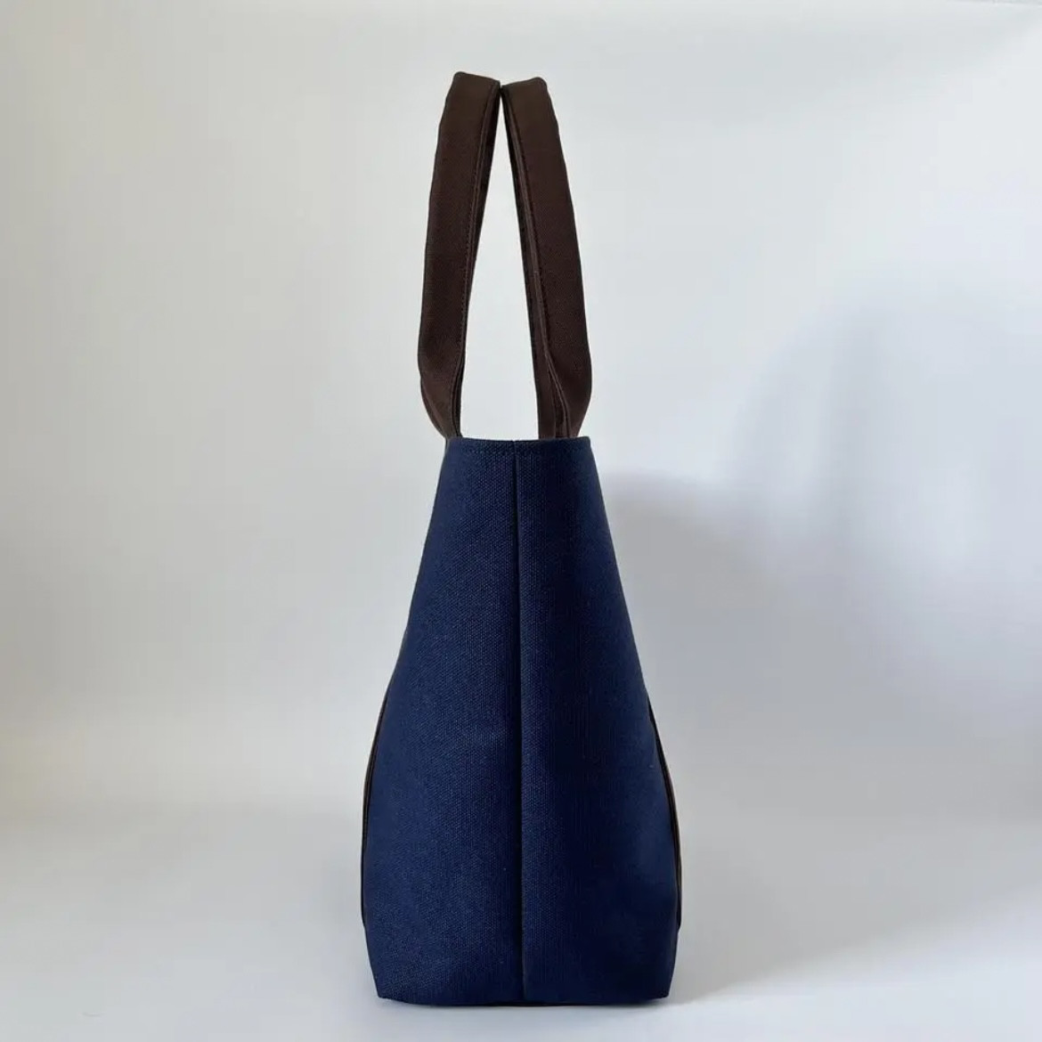 A4対応 8号帆布 大人きれいめ・帆布トートバッグ（ネイビー×チョコ）