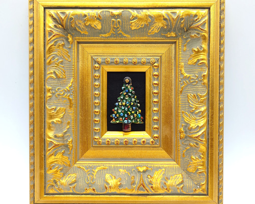 七宝焼クリスマスオーナメント3個Ａ 現品限り！一点物】ブローチにもなる七宝焼アートフレーム（クリスマス