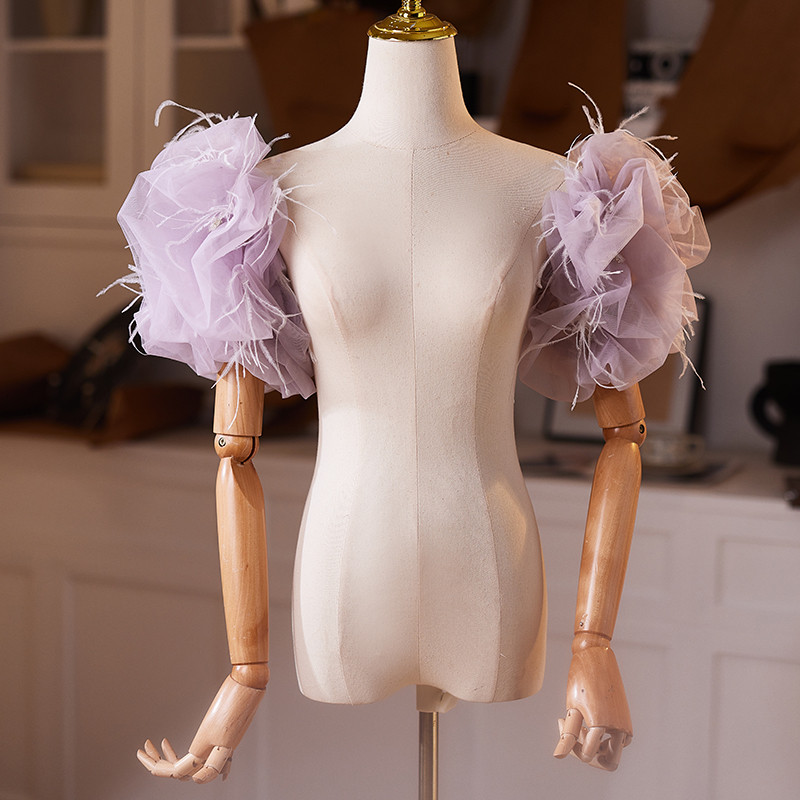 パフスリーブ 紫 綺麗 DIY 袖カバー 取り外し袖 ドレスアクセサリー パーティー ウェディングドレス DTY370