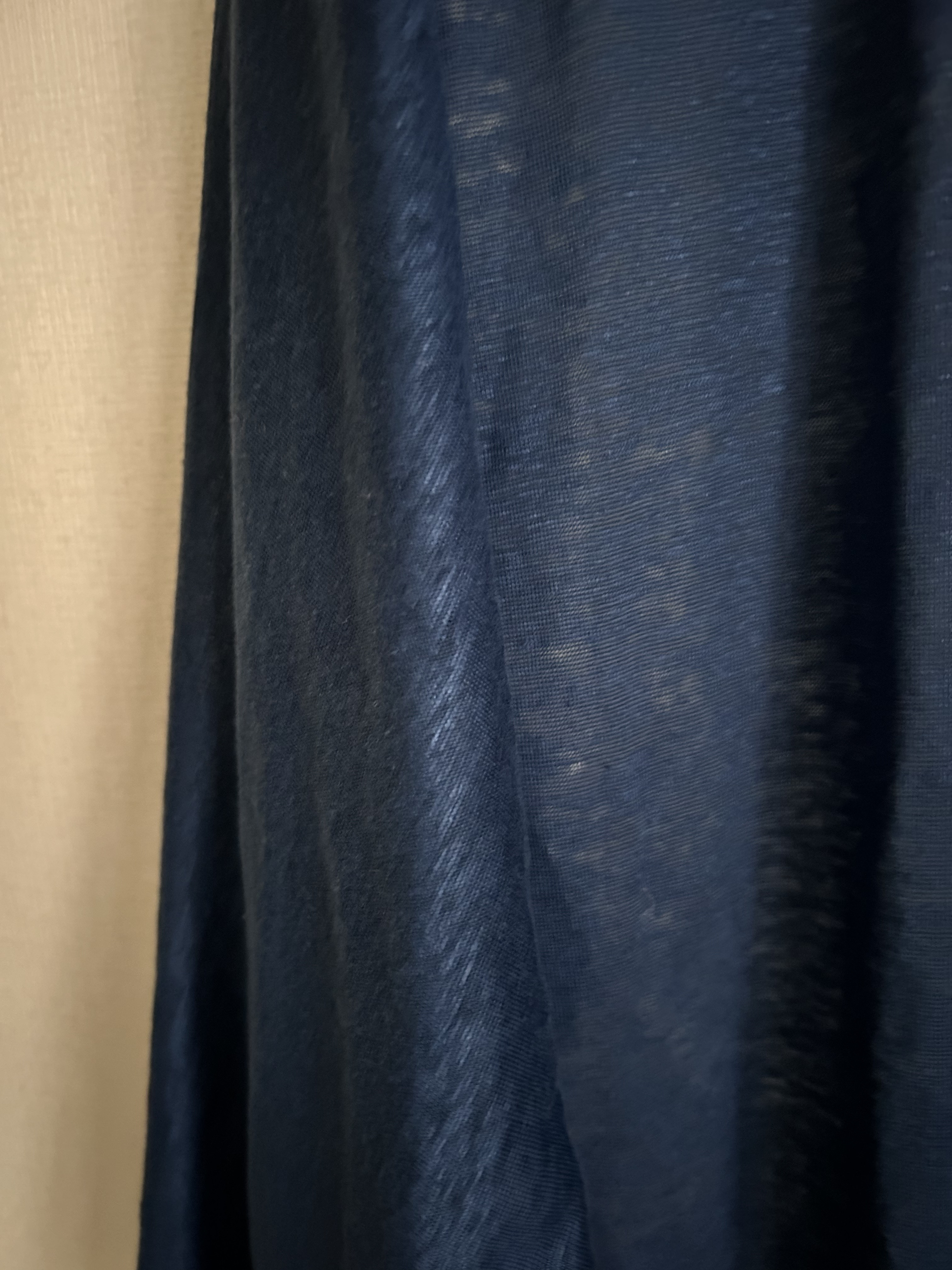 春夏秋インディゴブルーリネンニット100%ローブドルマンカーディガン